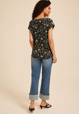 24/7 Berkley Floral V Neck Short Sleeve Tee, C1756, small