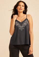 Studio Y Floral Embroidered Mesh Cami Tank Top, C829, small