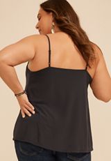 Plus Size Studio Y Floral Embroidered Mesh Cami Tank Top, GRAY, small