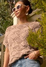 Chunky Open Stitch Dolman Sleeve Sweater, C5341, small
