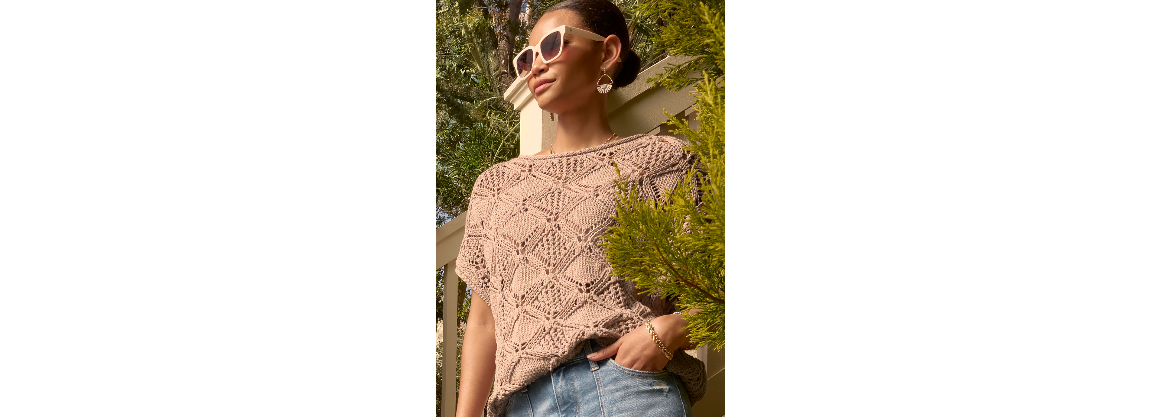 Chunky Open Stitch Dolman Sleeve Sweater