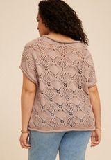 Plus Size Chunky Open Stitch Dolman Sleeve Sweater, C5341, small