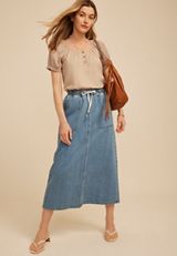 m jeans by maurices&trade; High Rise Tie Waist Maxi Denim Skirt, C3337, small