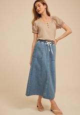 m jeans by maurices&trade; High Rise Tie Waist Maxi Denim Skirt, C3337, small
