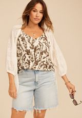 Plus Size Textured Floral V Neck Cami, C5487, small