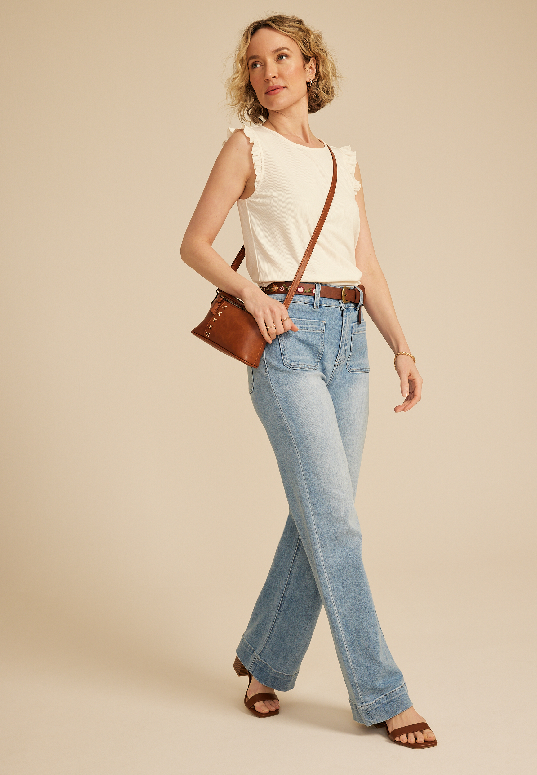 Variegated Ribbed Ruffle Tank Top - thumbnail 6