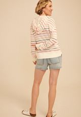 Striped Textured Full Zip Hoodie, WHITE COMBO, small