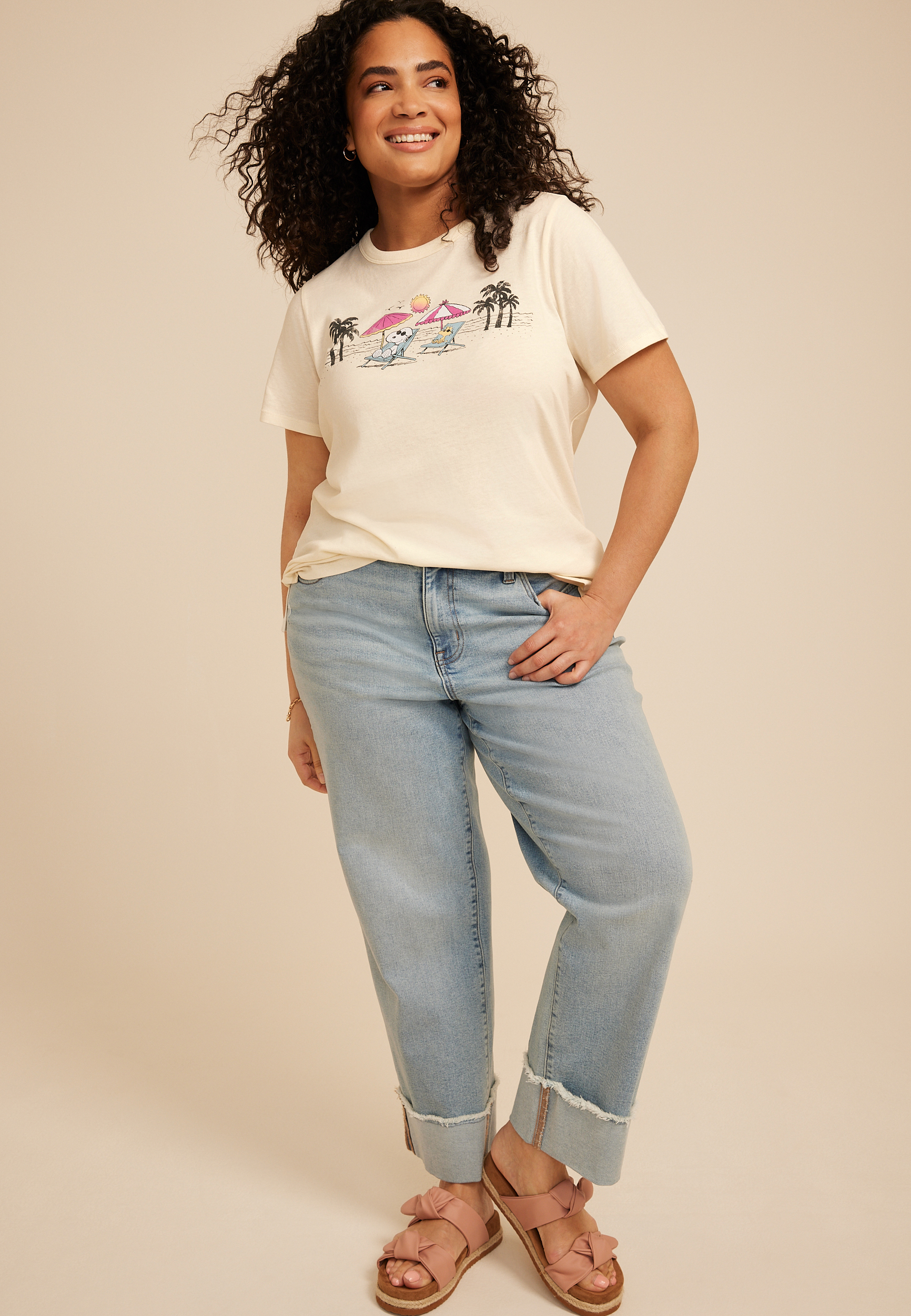 Plus Size Peanuts Beach Classic Fit Graphic Tee