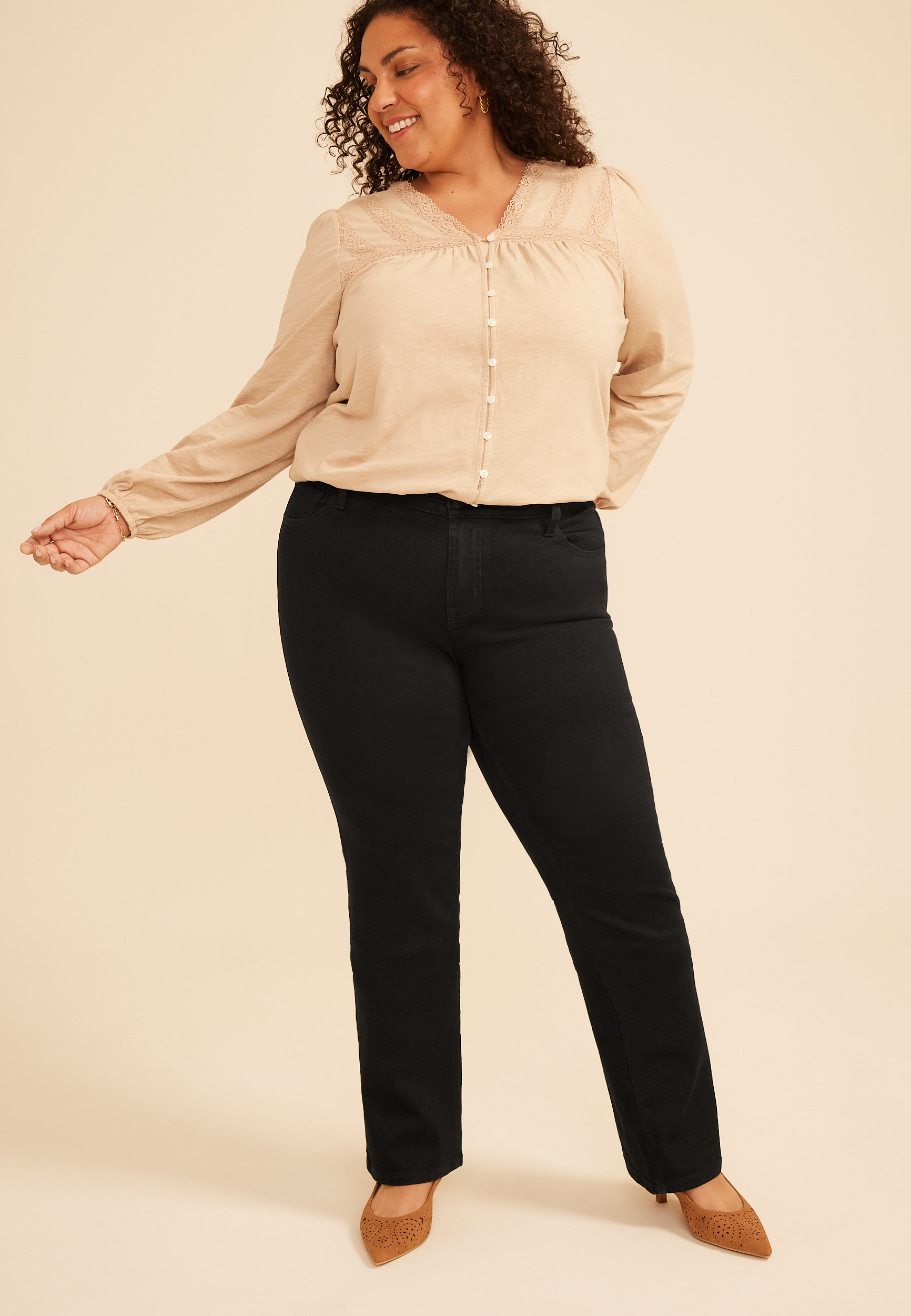 Plus Size m jeans by maurices&trade; Classic Mid Rise Black Slim Boot Jean