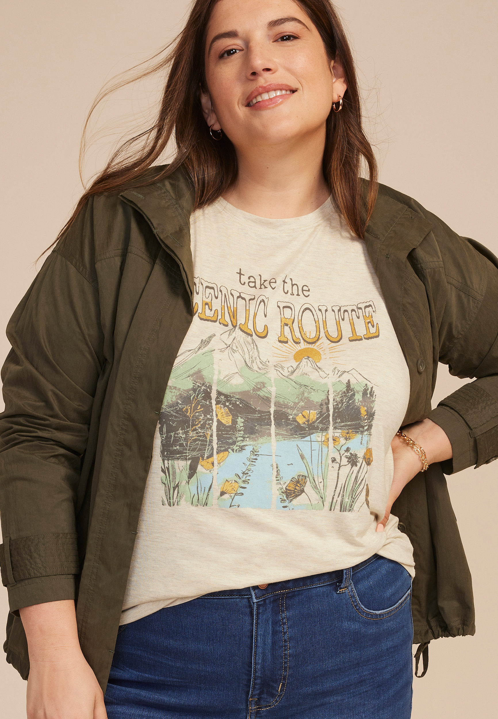 Plus Size Take The Scenic Route Classic Fit Graphic Tee, C2445, large