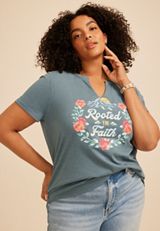 Plus Size Rooted In Faith Classic Fit Graphic Tee, C9874, small