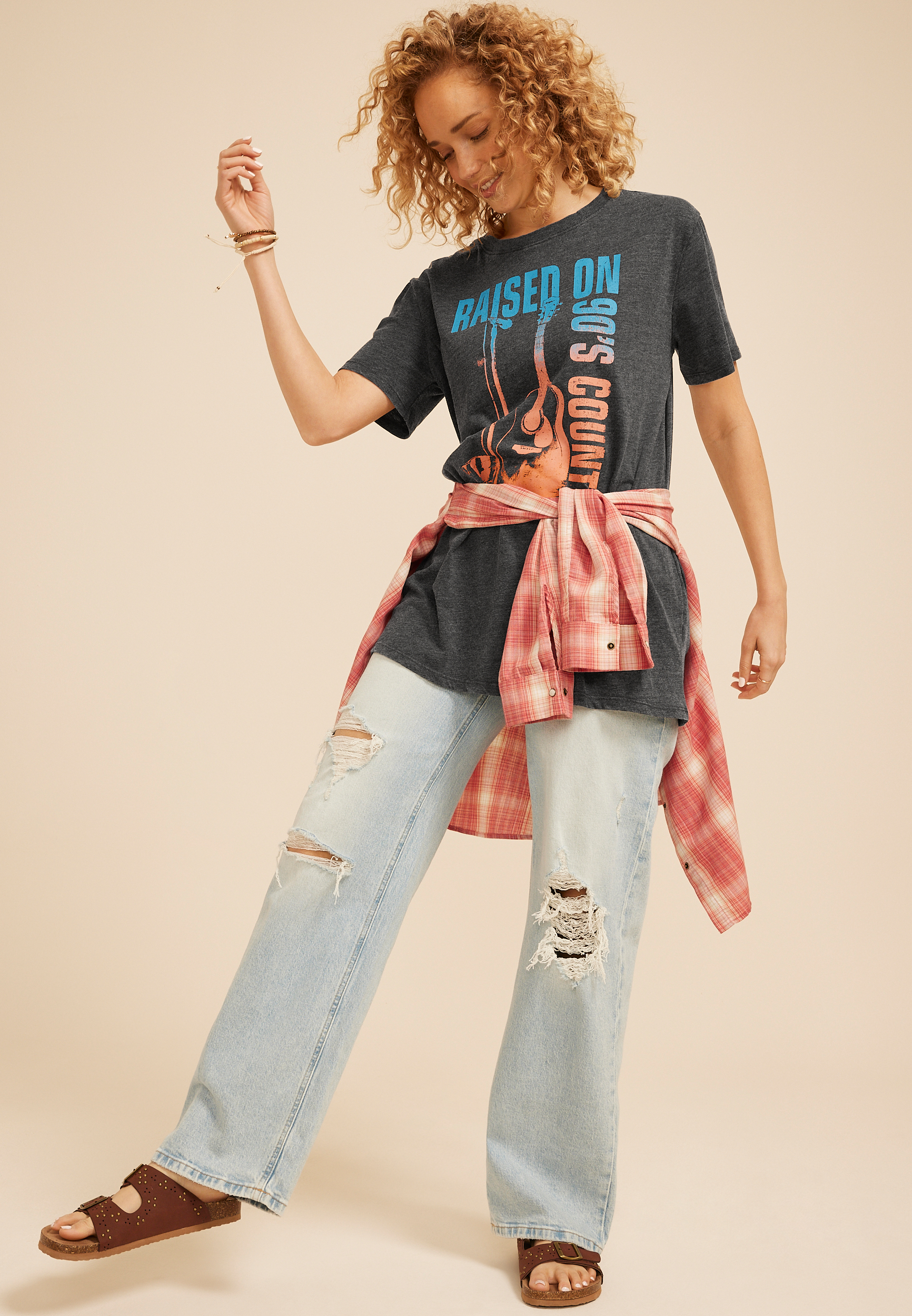 Raised On 90s Country Oversized Fit Graphic Tee