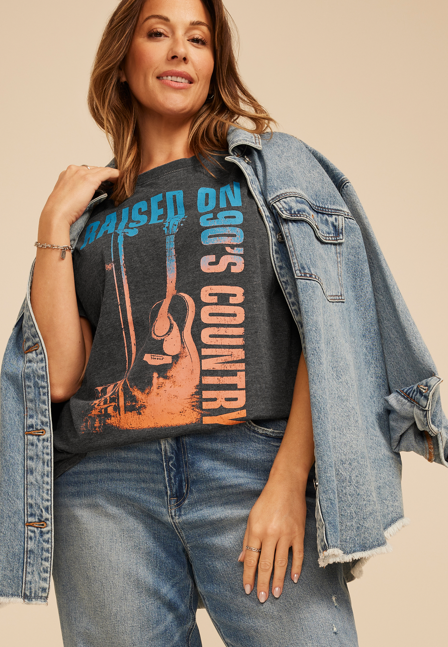 Raised On 90s Country Oversized Fit Graphic Tee