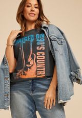 Plus Size Raised On 90s Country Oversized Fit Graphic Tee, C106, small