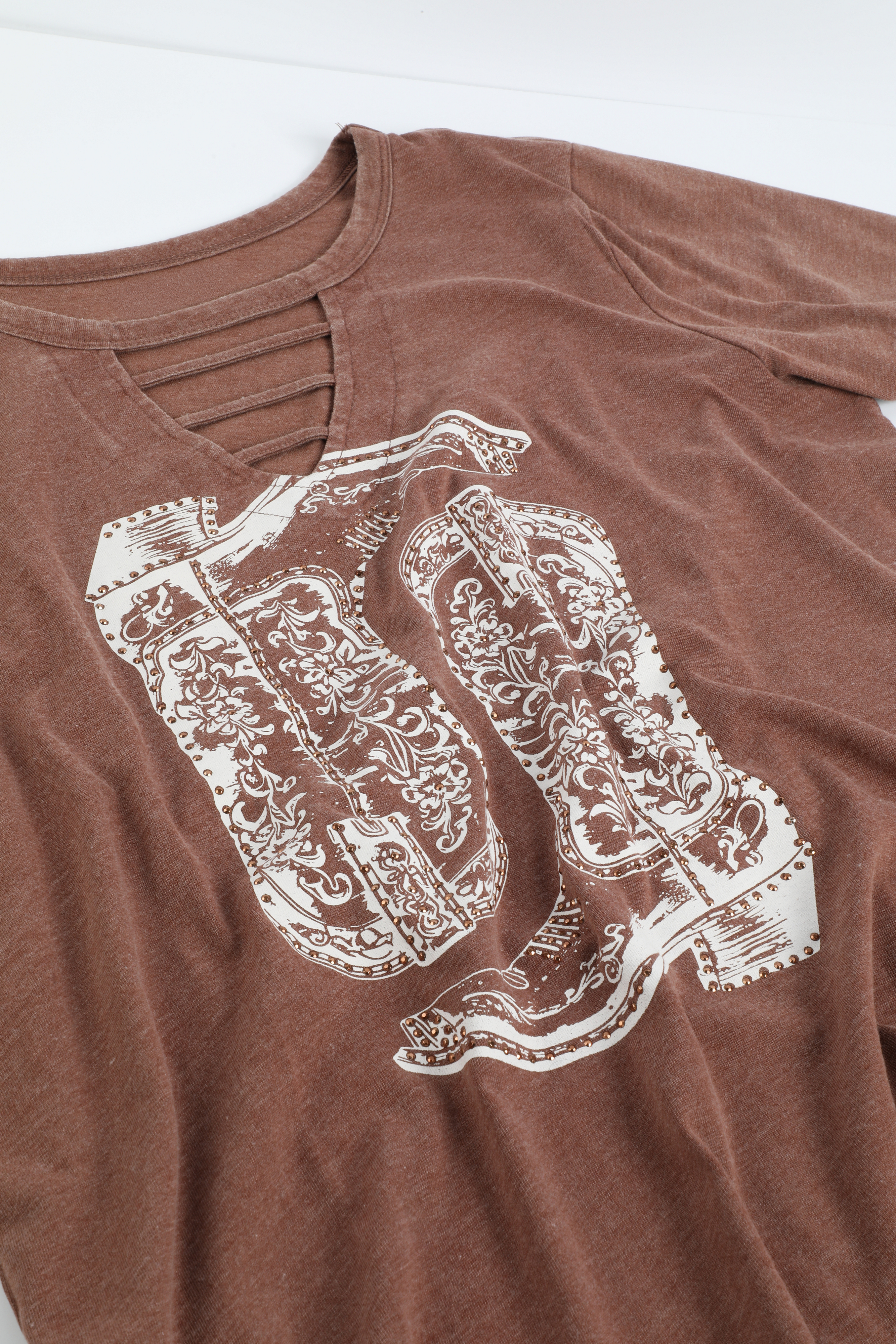 Western Rhinestone Boot Classic Fit Graphic Tee, C3917, large