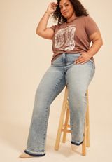 Plus Size Western Rhinestone Boot Classic Fit Graphic Tee, C3917, small