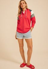 Colorblock Split Neck Hoodie, C9450, small