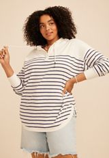 Plus Size Striped Pullover Hoodie, C1939, small