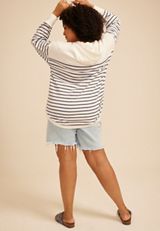 Plus Size Striped Pullover Hoodie, C1939, small