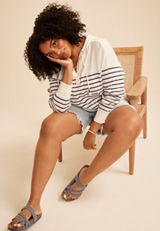Plus Size Striped Pullover Hoodie, C1939, small