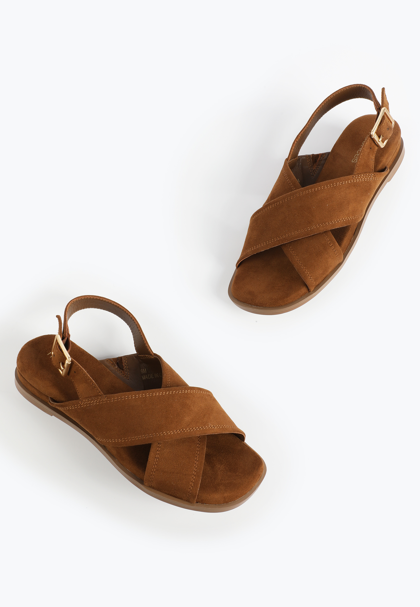 SuperCush Faux Suede Crisscross Slingback Sandal, COGNAC, large