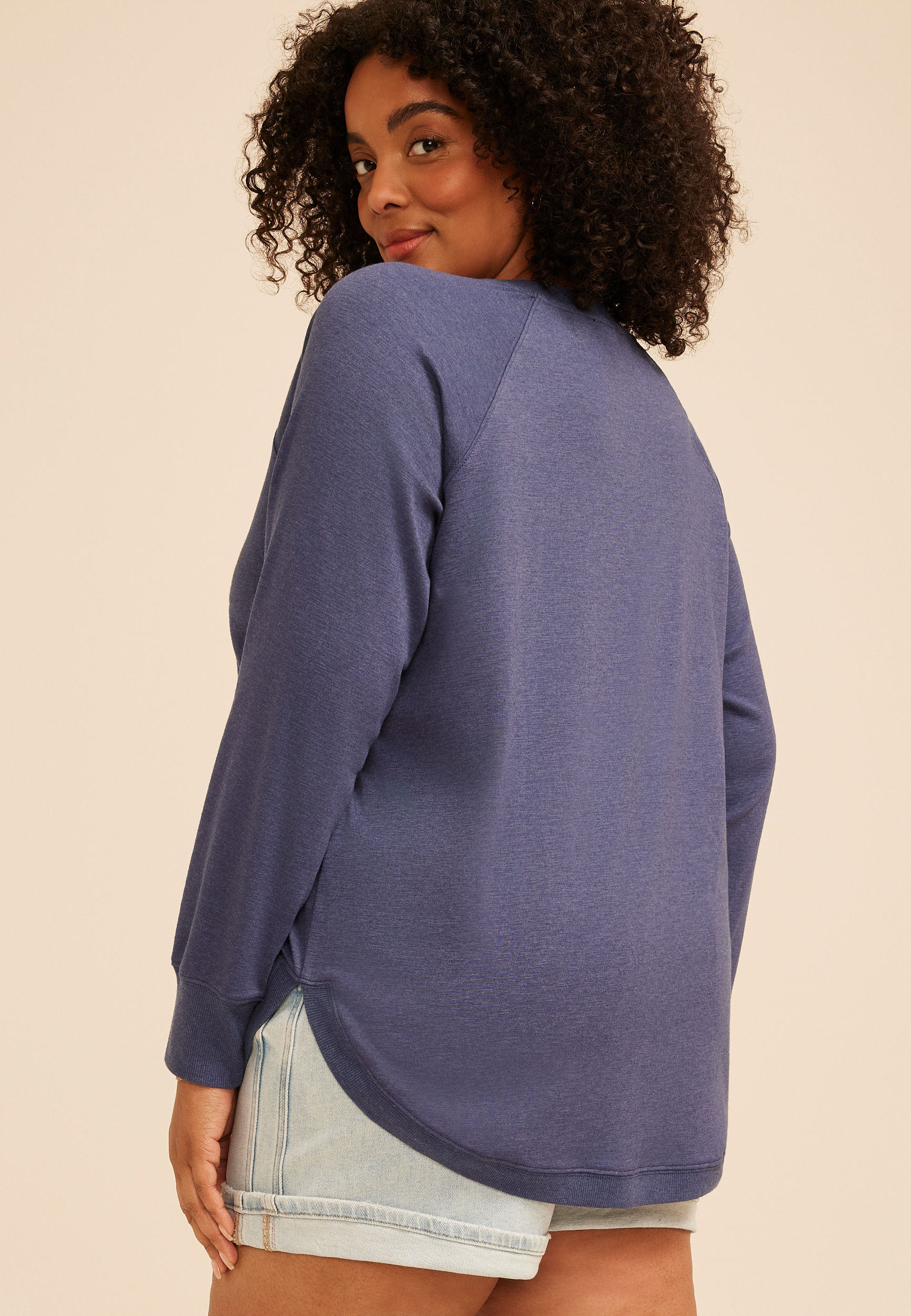 Plus Size Lake Time Crew Neck Sweatshirt, C4229, large
