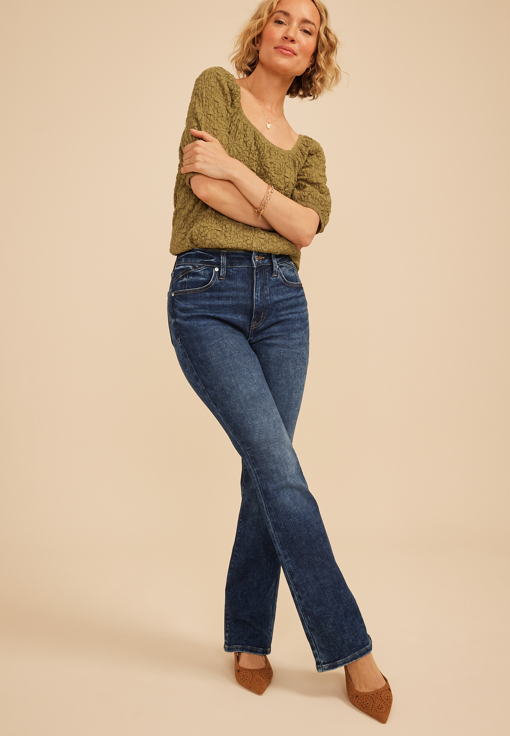 edgely&trade; Super High Rise Marble Wash Slim Boot Jean