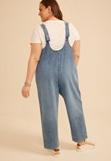 Plus Size V Neck Denim Overalls, C3337, small