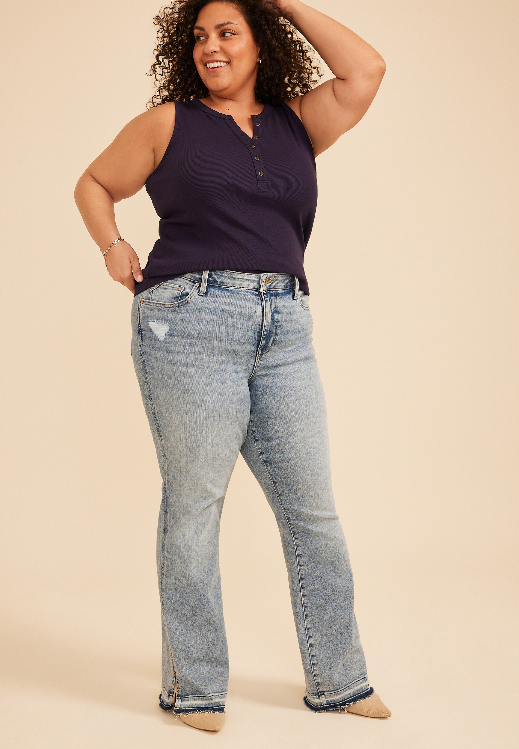 Plus Size edgely&trade; High Rise Released Hem Bootcut Jean, C2806, large