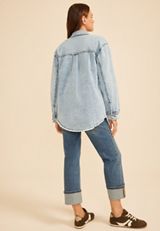 Acid Wash Fray Hem Denim Shacket, C1877, small