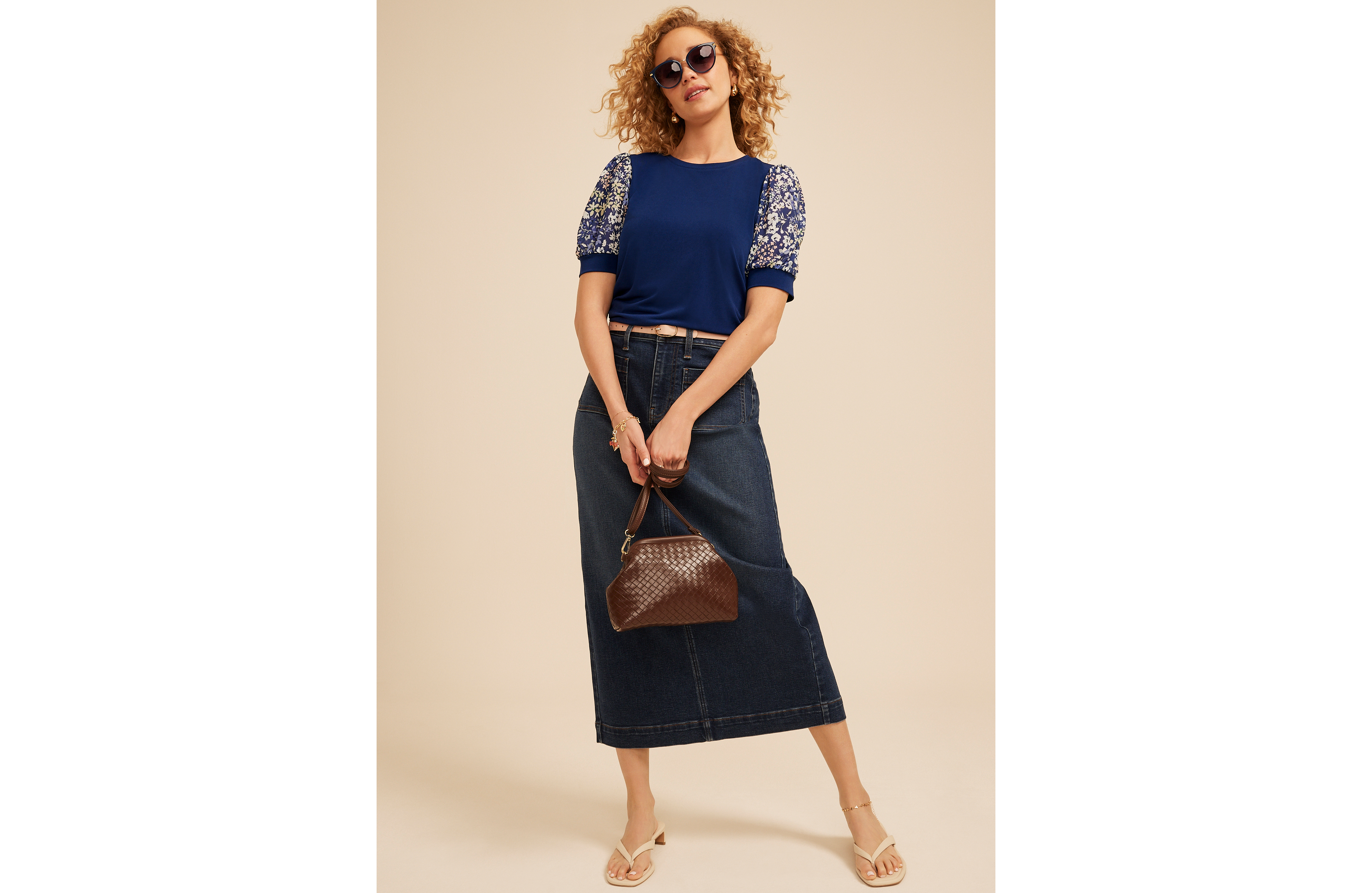 Mesh Floral Puff Short Sleeve Top
