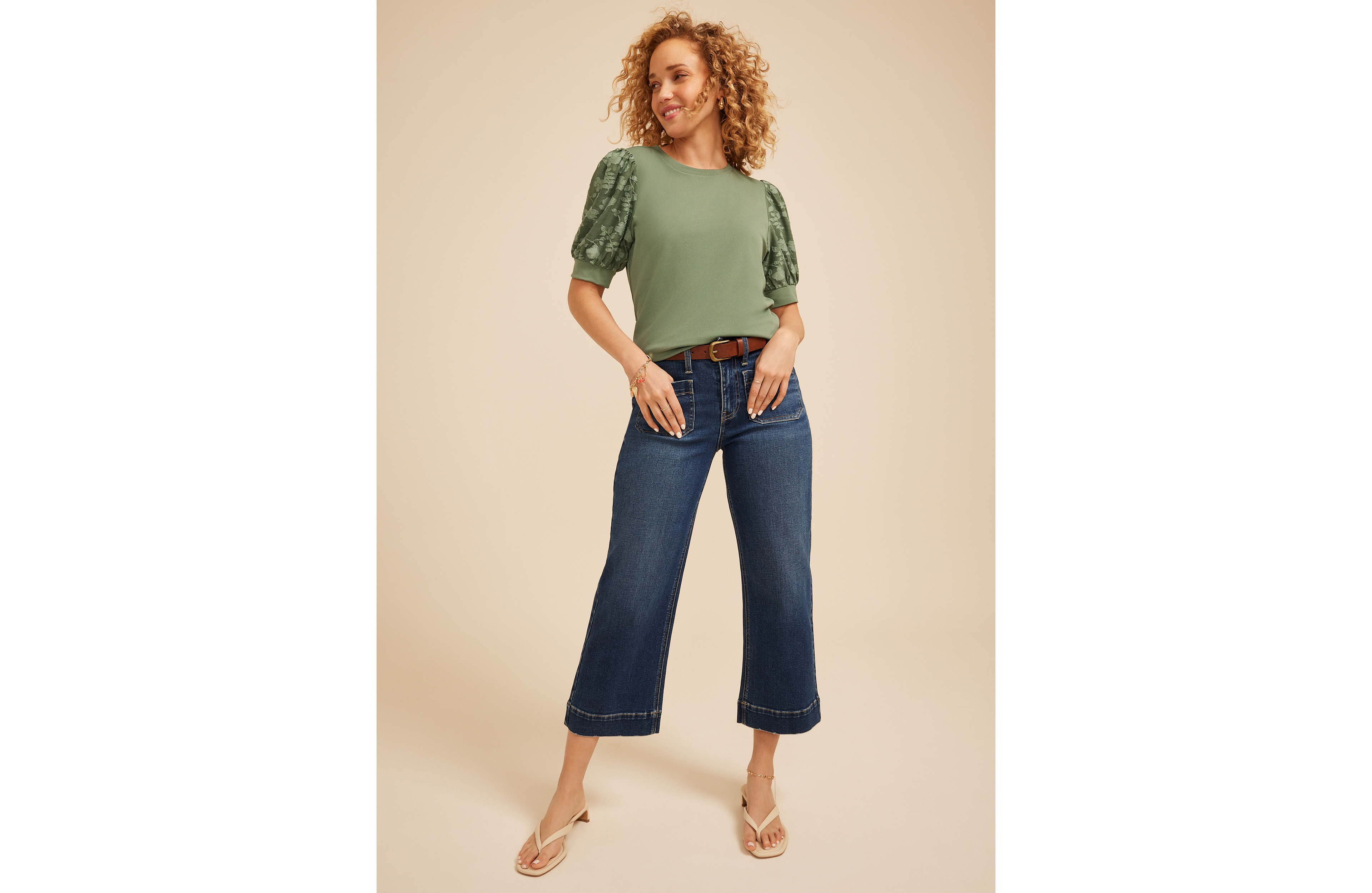 Jacquard Puff Short Sleeve Top