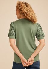 Jacquard Puff Short Sleeve Top, C7379, small