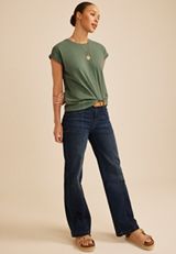 Crochet Trim Sleeve Tee, C7379, small