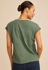 Crochet Trim Sleeve Tee, C7379, small