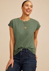 Crochet Trim Sleeve Tee, C7379, small