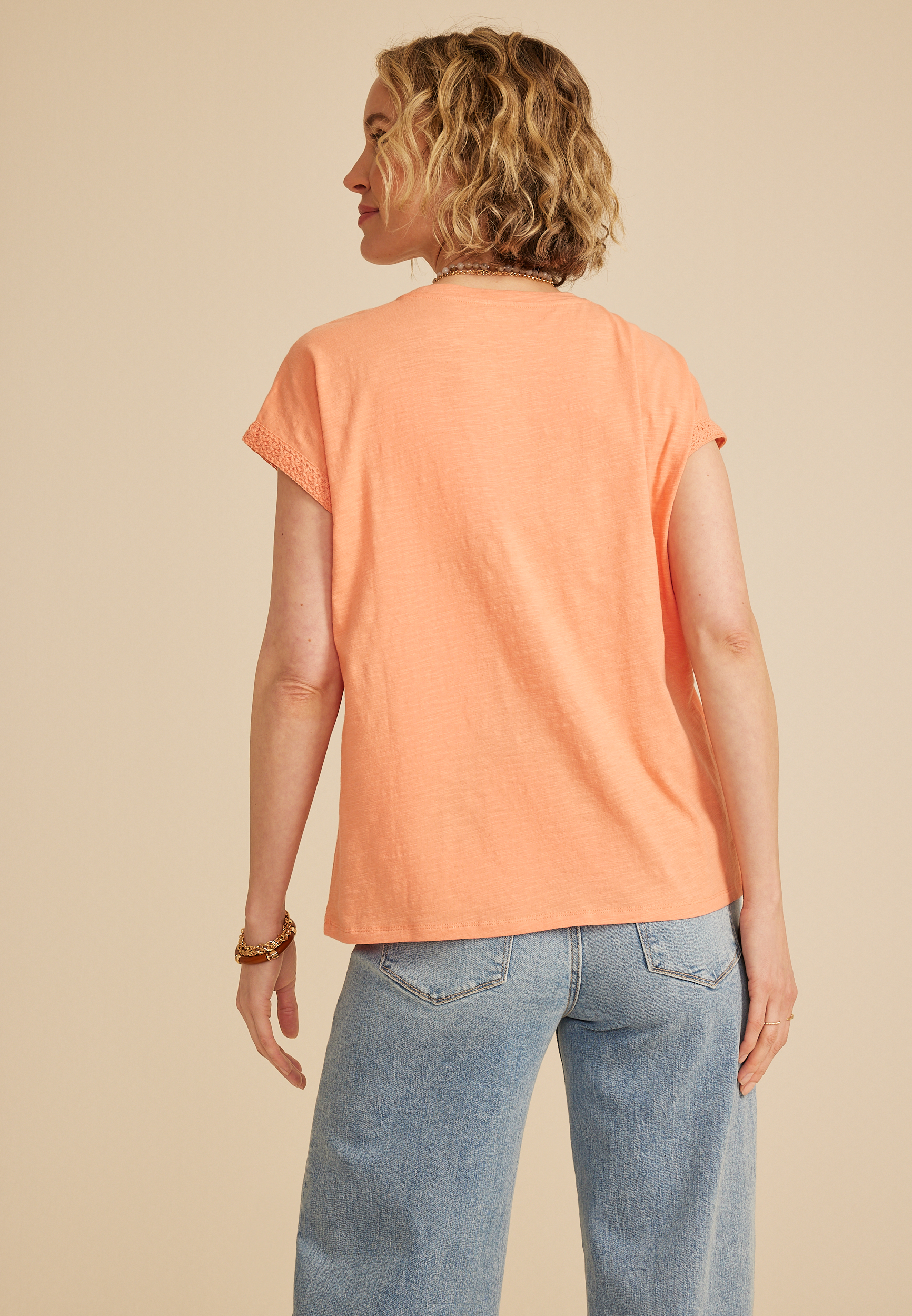 Crochet Trim Sleeve Tee