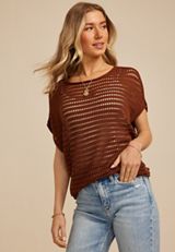 Open Stitch Dolman Sleeve Sweater, C3917, small