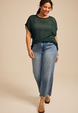 Plus Size Open Stitch Dolman Sleeve Sweater, C6607, small