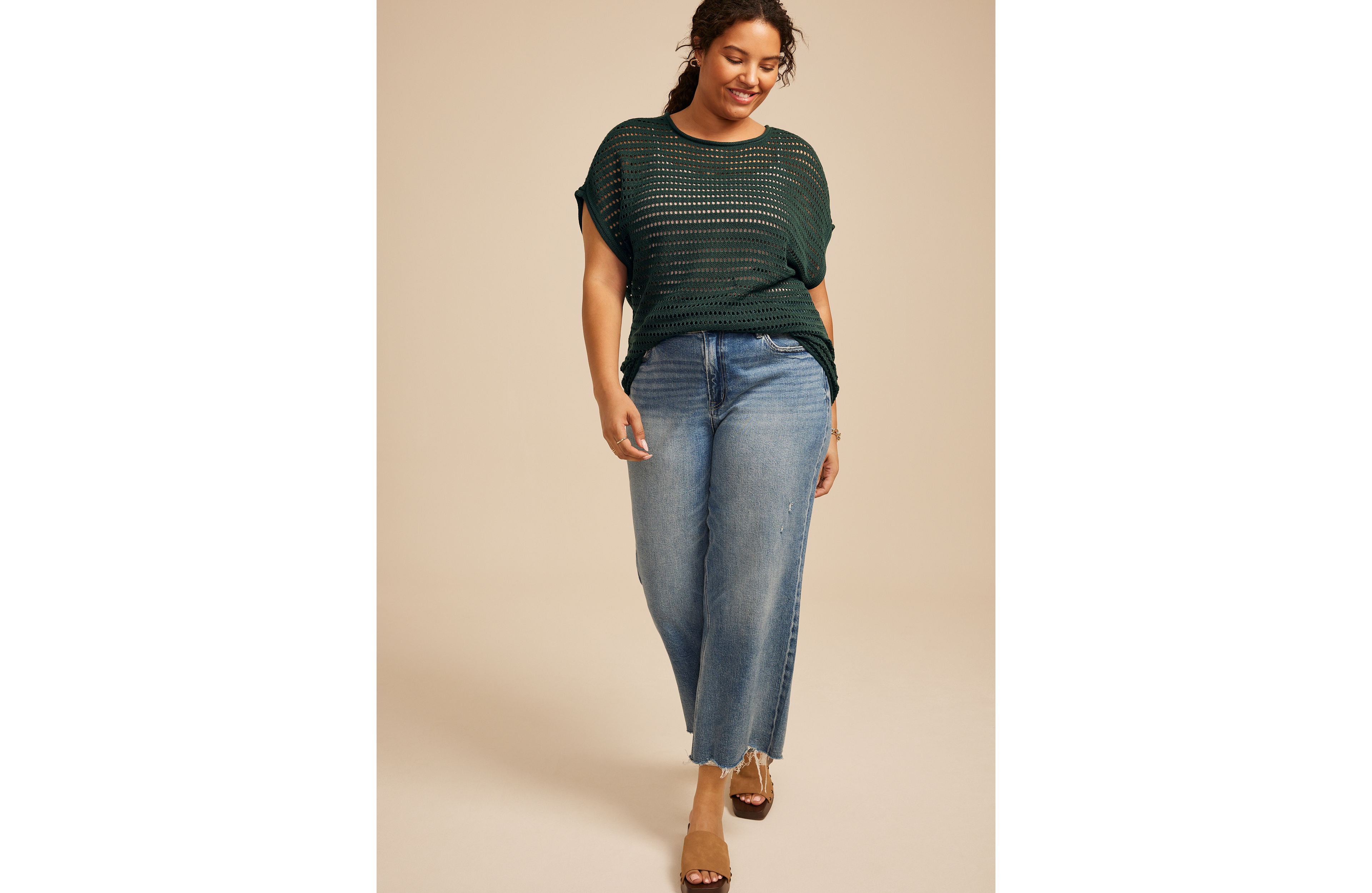 Plus Open Stitch Dolman Sleeve Sweater