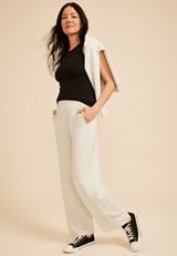 Speckled Cloud Scuba Knit High Rise Snap Button Wide Leg Pant, C6815, small