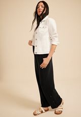 Cloud Scuba Knit High Rise Snap Button Wide Leg Pant, C106, small