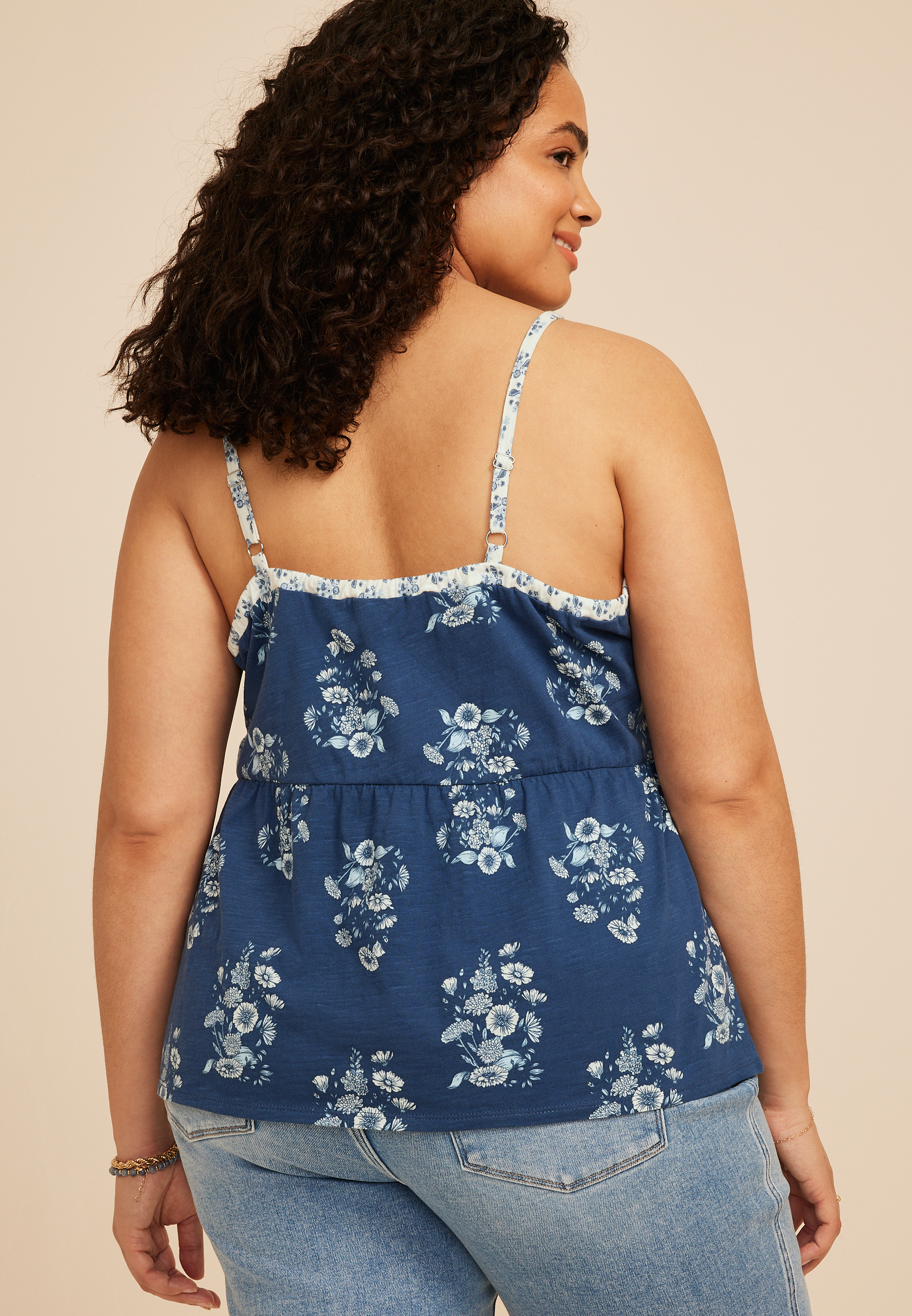 Plus Size Floral Print Peplum Cami Tank Top | maurices