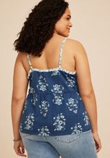 Plus Size Floral Print Peplum Cami Tank Top, C1606, small