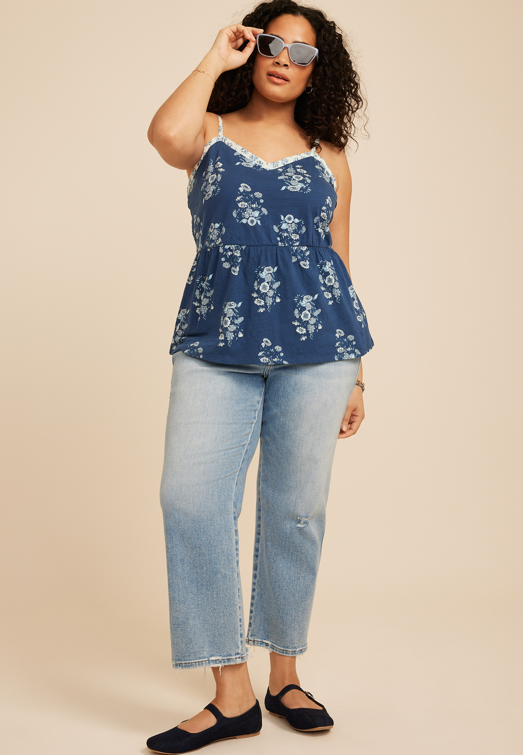 Plus Size Floral Print Peplum Cami Tank Top | maurices