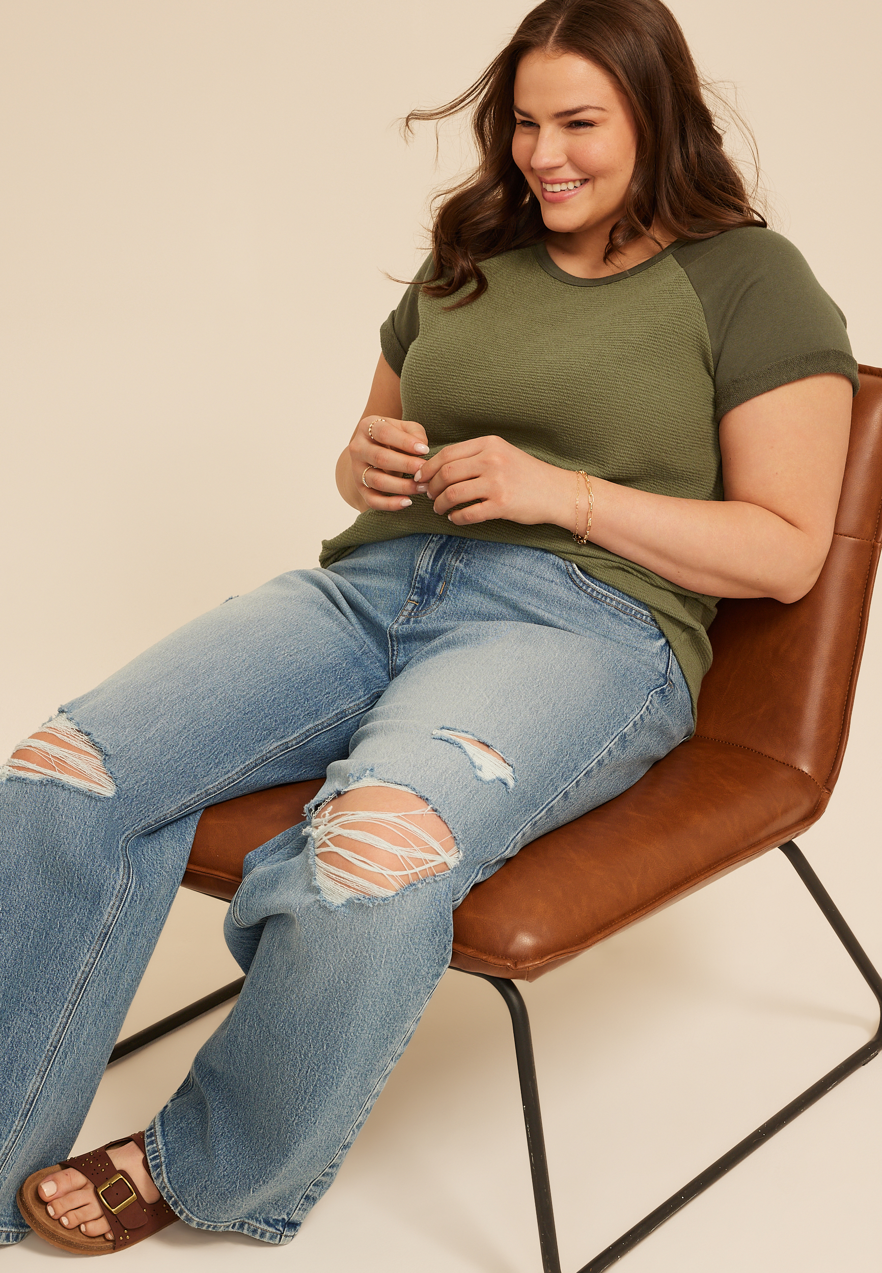 Plus Size Mixed Media Short Sleeve Tee