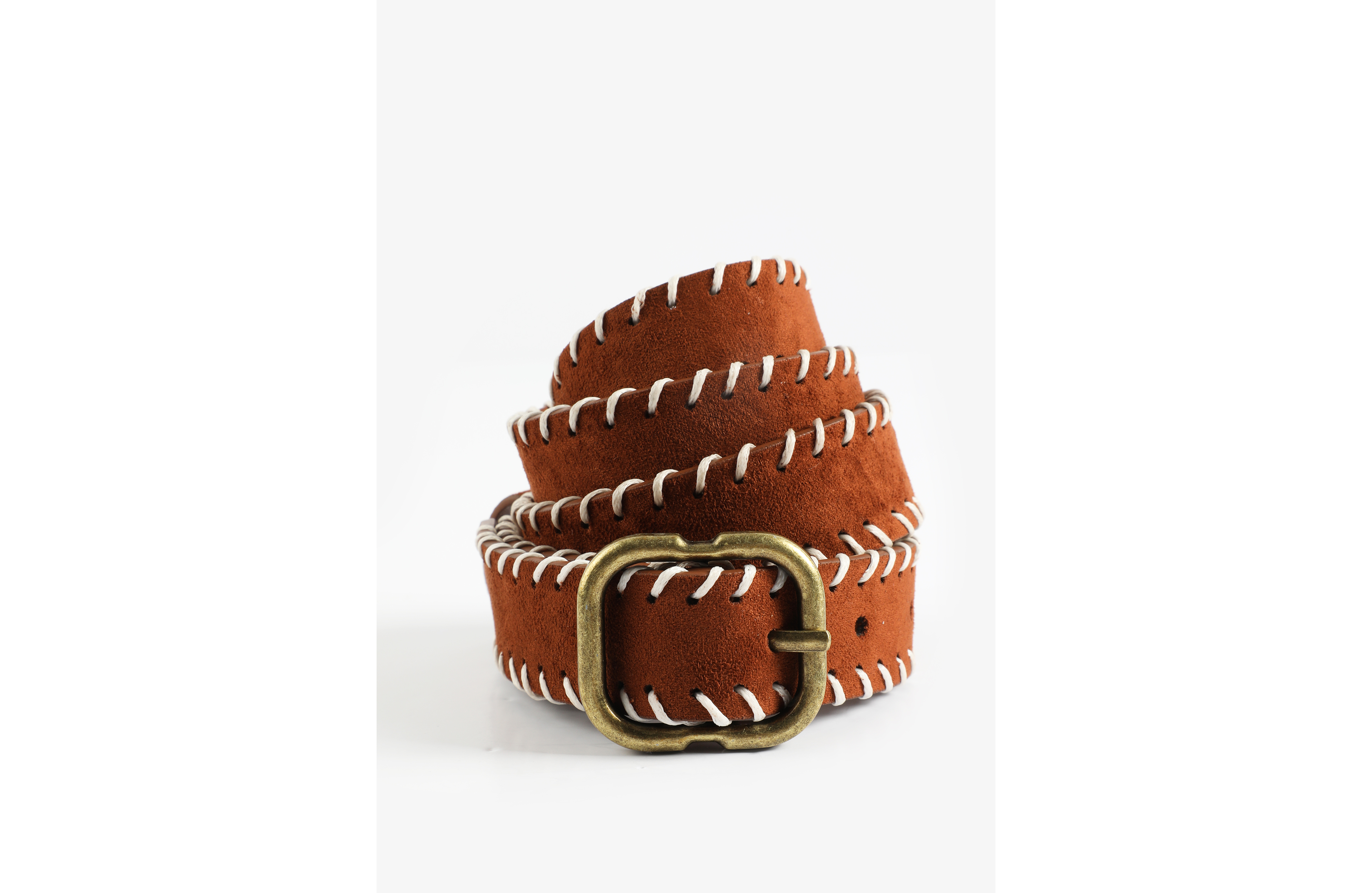 Faux Suede Whipstitch Belt