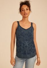Embroidered Scalloped Trim Tank Top, C180, small