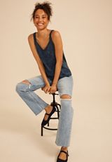 Embroidered Scalloped Trim Tank Top, C180, small