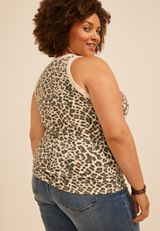 Plus Size 24/7 Variegated Animal Ribbed Highline Tank Top, C1524, small